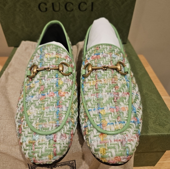 Gucci Jordaan Tweed Horsebit Moccassin Loafers Multicolor Size EU 36 - Picture 3 of 10